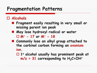 Methanol Fragmentation Pattern Mass spectrometry-cleavage pattern -organic | PPTX