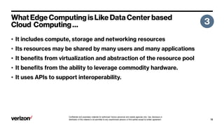 Confidential and proprietary materials for authorized Verizon personnel and outside agencies only. Use, disclosure or
distribution of this material is not permitted to any unauthorized persons or third parties except by written agreement.
•
•
•
•
•
 
