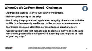 Confidential and proprietary materials for authorized Verizon personnel and outside agencies only. Use, disclosure or
distribution of this material is not permitted to any unauthorized persons or third parties except by written agreement.
•
•
•
•
•
 