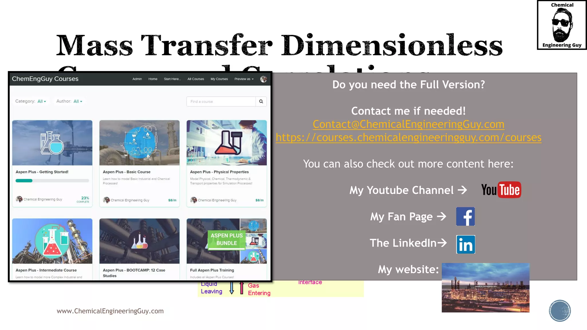 www.ChemicalEngineeringGuy.com
 In the above analysis of mass transfer across an interface, note that since the interface
concentrations varies throughout the gas absorption equipment (e.g. a tray column).
 It is worthwhile highlighting that NA depends on the conditions at the particular point in
the column.
 In other words, NA may vary throughout the entire length of the column.
Do you need the Full Version?
Contact me if needed!
Contact@ChemicalEngineeringGuy.com
https://courses.chemicalengineeringguy.com/courses
You can also check out more content here:
My Youtube Channel 
My Fan Page 
The LinkedIn
My website:
 
