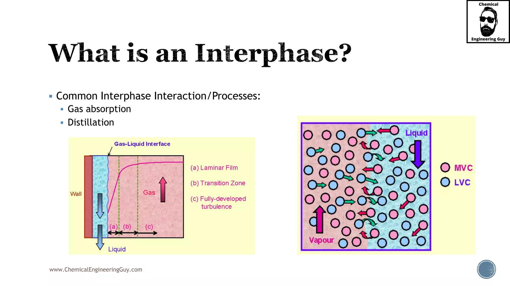 www.ChemicalEngineeringGuy.com
 Common Interphase Interaction/Processes:
 Gas absorption
 Distillation
 