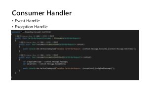 Consumer Handler
? Event Handle
? Exception Handle
 