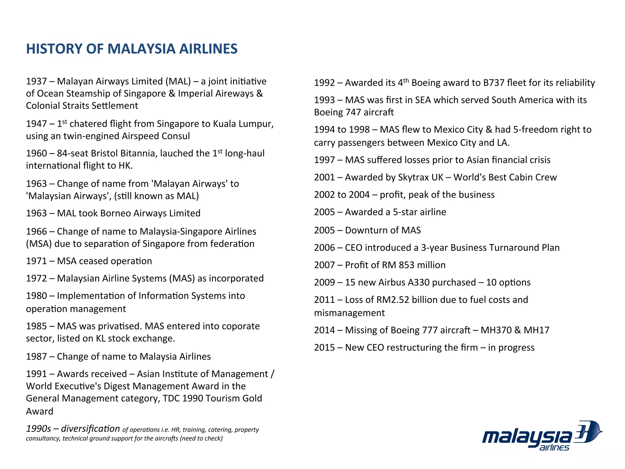 Malaysia Airlines Strategic Management (Case Study) | PDF