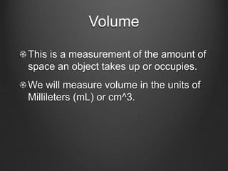 Mass, volume, density | PPT