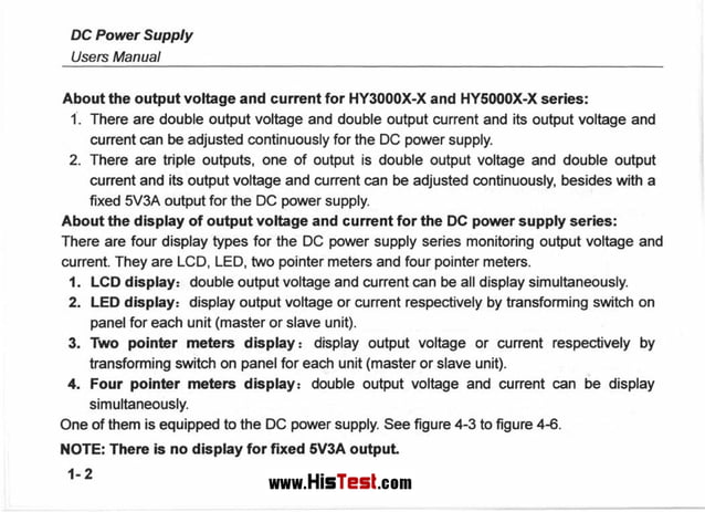 Mastech hy3003 d-power-supply-users-manual | PDF