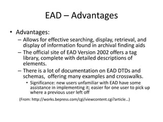 10/15/11DTDs (Document Type Definitions)Define, with their own notations, the structure of a particular type of document Gives advance notice of what names and structures can be used in a particular document type, so that all documents that belong to a particular type will be alike Can be thought of as like a template for a particular type of document Example
