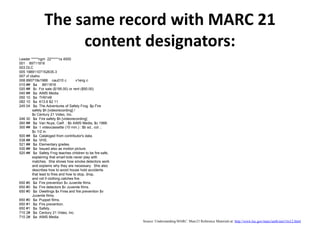 USMARC, originally known as "LCMARC," is the U.S. implementation of the generic standard for the construction of communication formats. 