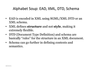 Data format (metaphor: the CRATE carrying the bottles): XML