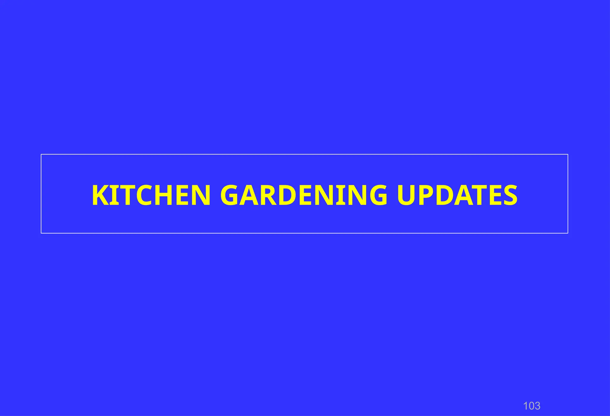 103
KITCHEN GARDENING UPDATES
 