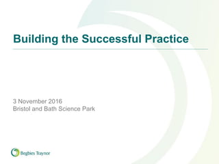 Building the Successful Practice
3 November 2016
Bristol and Bath Science Park
 