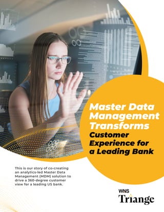 This is our story of co-creating
an analytics-led Master Data
Management (MDM) solution to
drive a 360-degree customer
view for a leading US bank.
Master Data
Management
Transforms
Customer
Experience for
a Leading Bank
 
