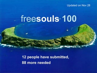 free souls  100 12 people have submitted,  88 more needed Updated on Nov 28   
