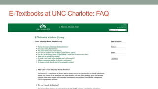 E-Textbooks at UNC Charlotte: FAQ
 