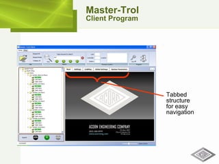 Master-Trol Client Program Tabbed structure for easy navigation 