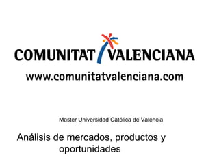 Master Universidad Católica de Valencia   Análisis de mercados, productos y oportunidades  
