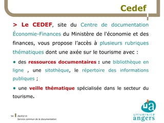 26/03/15
Service commun de la documentation
54
Cedef
> Le CEDEF, site du Centre de documentation
Économie-Finances du Mini...