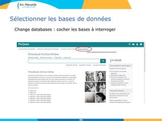 Sélectionner les bases de données
49
Change databases : cocher les bases à interroger
 