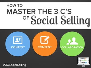 HOW TO

MASTER THE 3 C’S
OF

CONTEXT

#3CSocialSelling

Social Selling
CONTENT

COLLABORATION

 