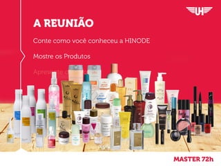 Conte como você conheceu a HINODE
Mostre os Produtos
Apresente o Plano
A REUNIÃO
MASTER 72h
 