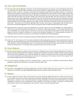 Master Confirmation Agreement.pdf Form of Master Agreement For Verification and Validation Services ...