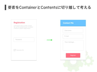 要素をContainerとContentsに切り離して考える 
 