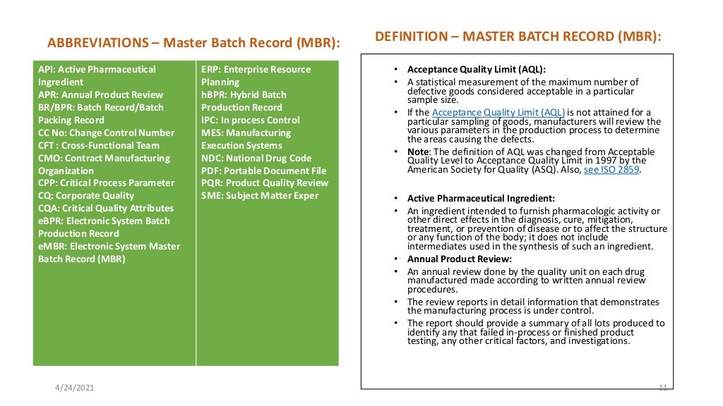 Master batch record,batch production record ,Quality Audit Type and p…