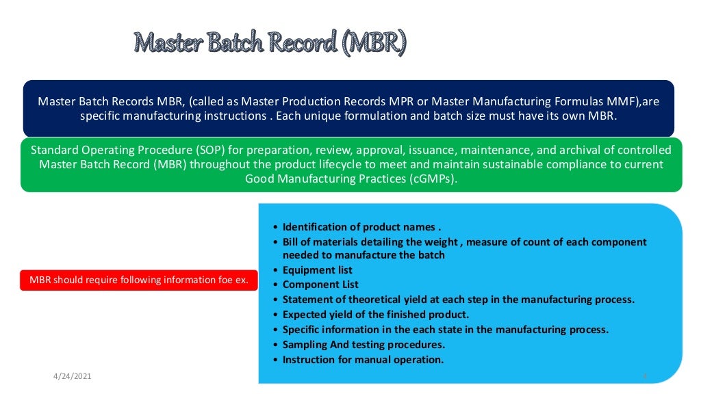 Master batch record,batch production record ,Quality Audit Type and p…