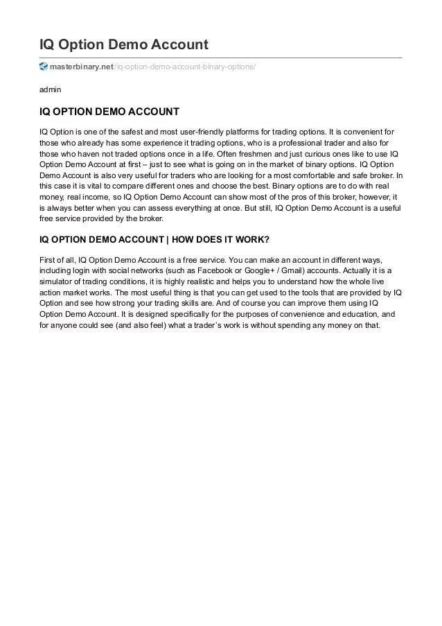 Iq binary options demo account