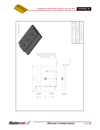 Mill Level 1 Training Tutorial Page|13
OVERVIEW OF STEPS TAKEN TO CREATE THE FINAL PART: TUTORIAL #11
 