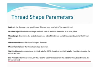 Thread Shape Parameters
 