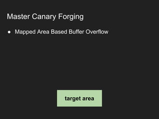 ● Mapped Area Based Buffer Overflow
Master Canary Forging
target area
 