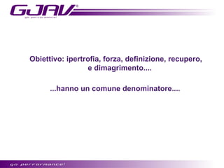 Obiettivo: ipertrofia, forza, definizione, recupero,
e dimagrimento....
...hanno un comune denominatore....
 