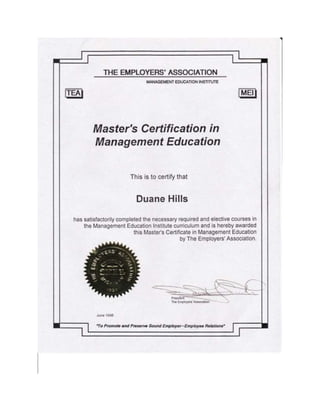 Master certification
