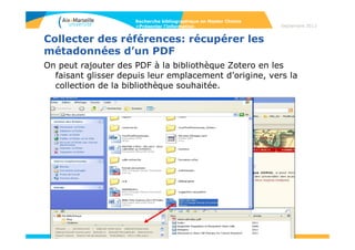 82
Présenter l’information
• Référence d’un article
First, E.L.; Gounaris, C.E.; Floudas C.A. J. Chem. Inf.
Model, 2012, 52, 84-92
Abréviations des revues utilisées par le CASSI, Chemical abstracts service
source index : http://cassi.cas.org/
Auteurs de l’article
Titre abrégé de la revue
Date
Fascicule
Pages
Recherche bibliographique en Master Chimie
>Présenter l’information Septembre 2014
 