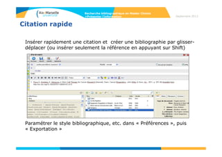 Présentation générale de l’interface locale
Recherche bibliographique en Master Chimie
>Présenter l’information Septembre 2014
 