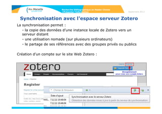 Collecter des références à partir d’une page Web
On peut ajouter un lien vers une page Web et une capture de page
Web avec l’icône« Créer un nouveau document à partir de la page
courante » :
Recherche bibliographique en Master Chimie
>Présenter l’information Septembre 2014
 