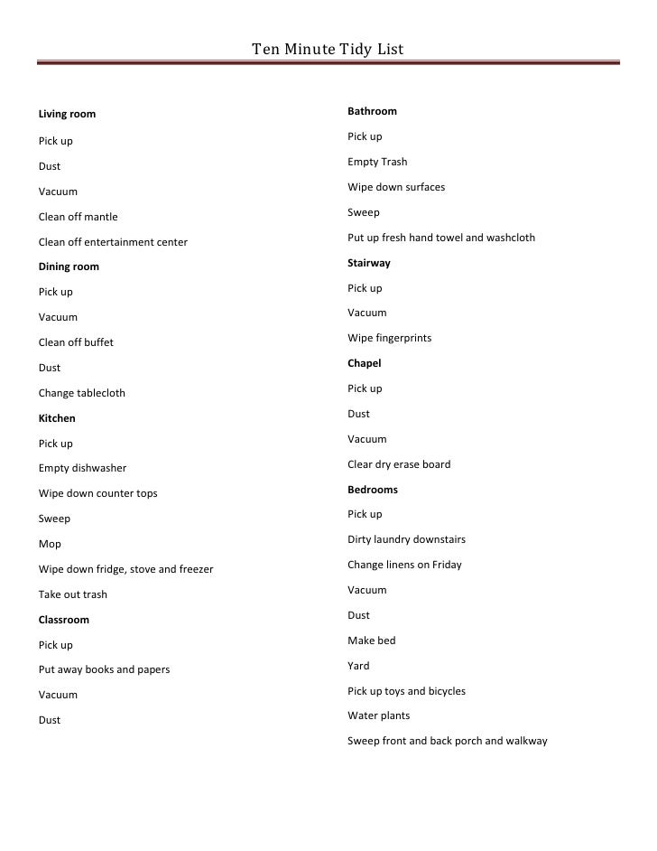 master chore list