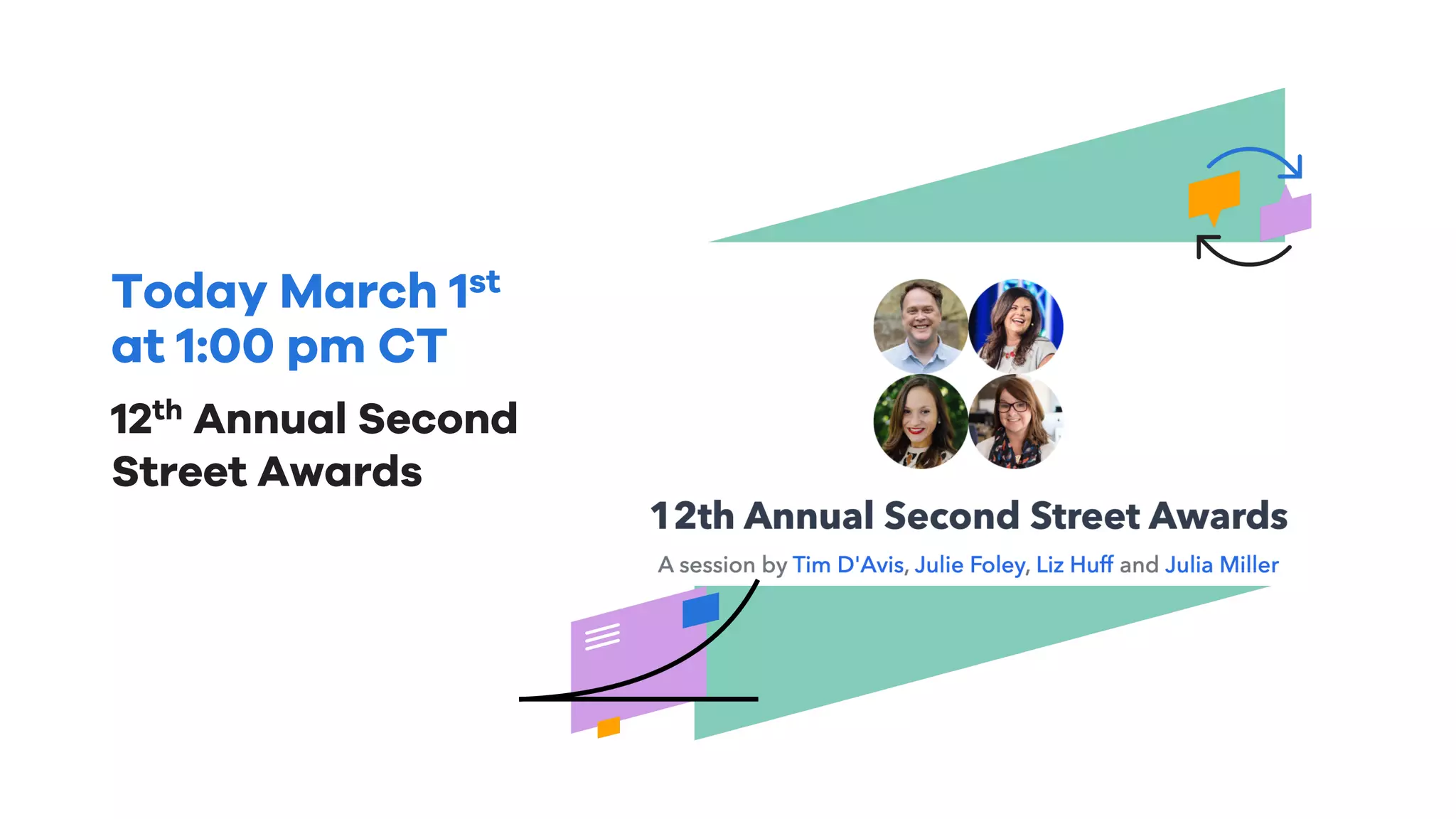 Today March 1st
at 1:00 pm CT
12th Annual Second
Street Awards
 