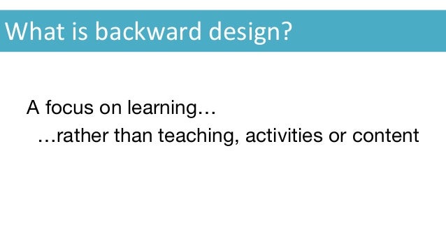 How to do backward curriculum design - Inskip & Hicks
