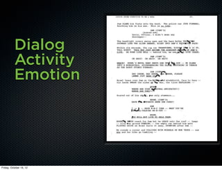 Dialog
          Activity
          Emotion




Friday, October 19, 12
 