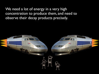 We need a lot of energy in a very high
concentration to produce them, and need to
observe their decay products precisely.
 