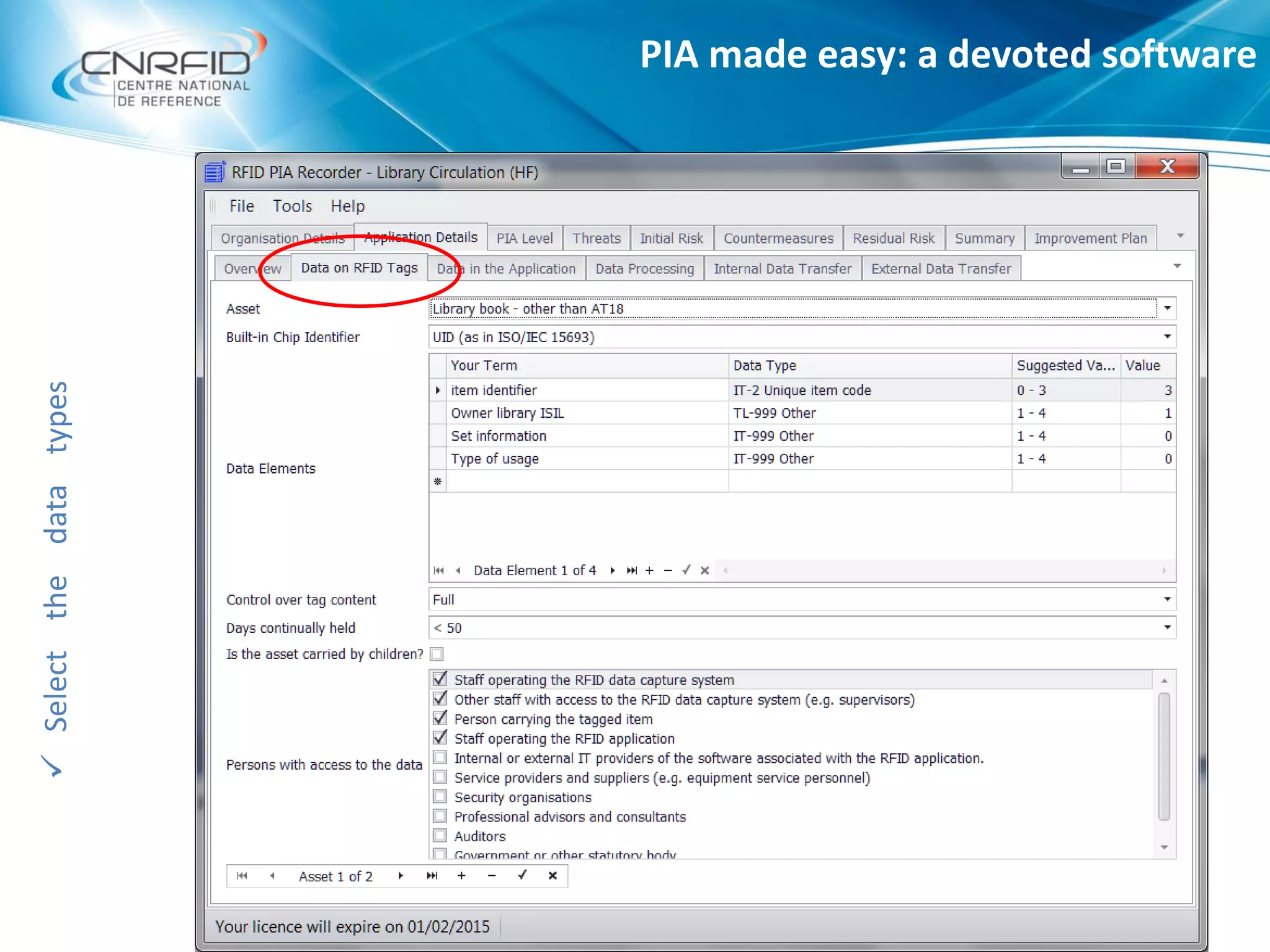 PIA made easy: a devoted softwareSelectthedatatypes
 
