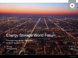  MACQUARIE 2018
Energy Storage World Forum
Berlin, 15th May 2018
Financing energy storage - Masterclass
Jim Lee
Puneet Sharma
 