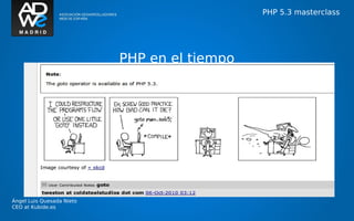 PHP 5.3 masterclass




                           PHP en el tiempo




Ángel Luis Quesada Nieto
CEO at Kubide.es
 