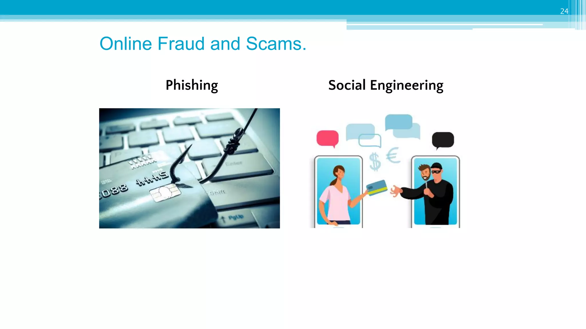 24
Phishing
Online Fraud and Scams.
Social Engineering
 