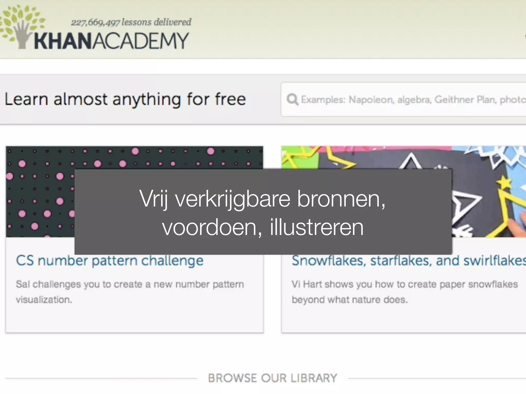 Vrij verkrijgbare bronnen,
voordoen, illustreren
 