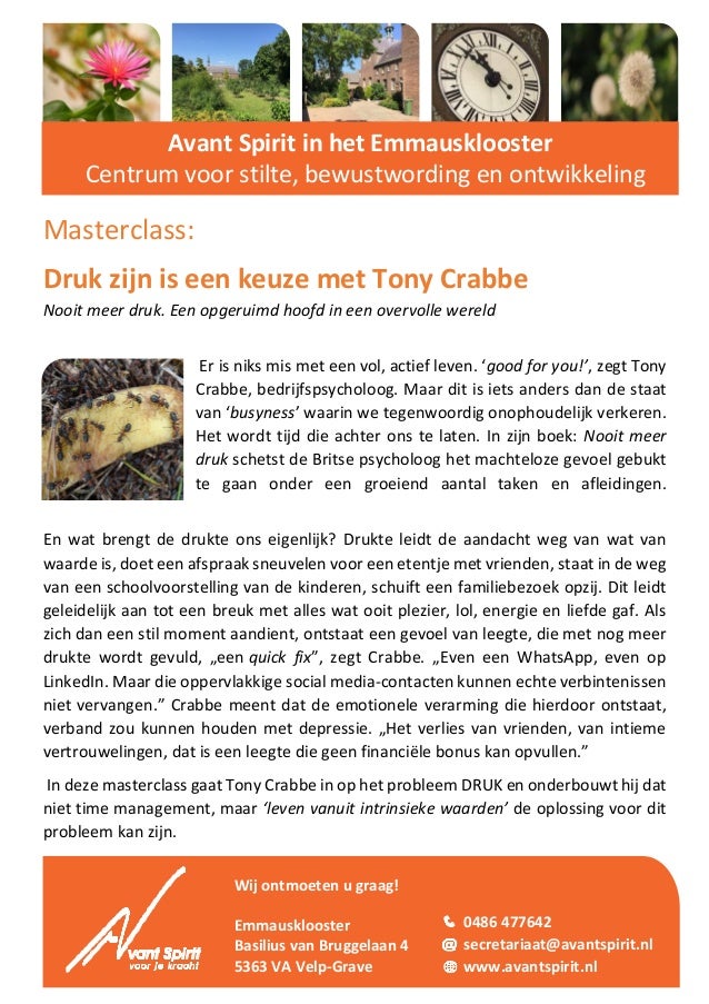 Masterclass Druk Zijn Is Een Keuze