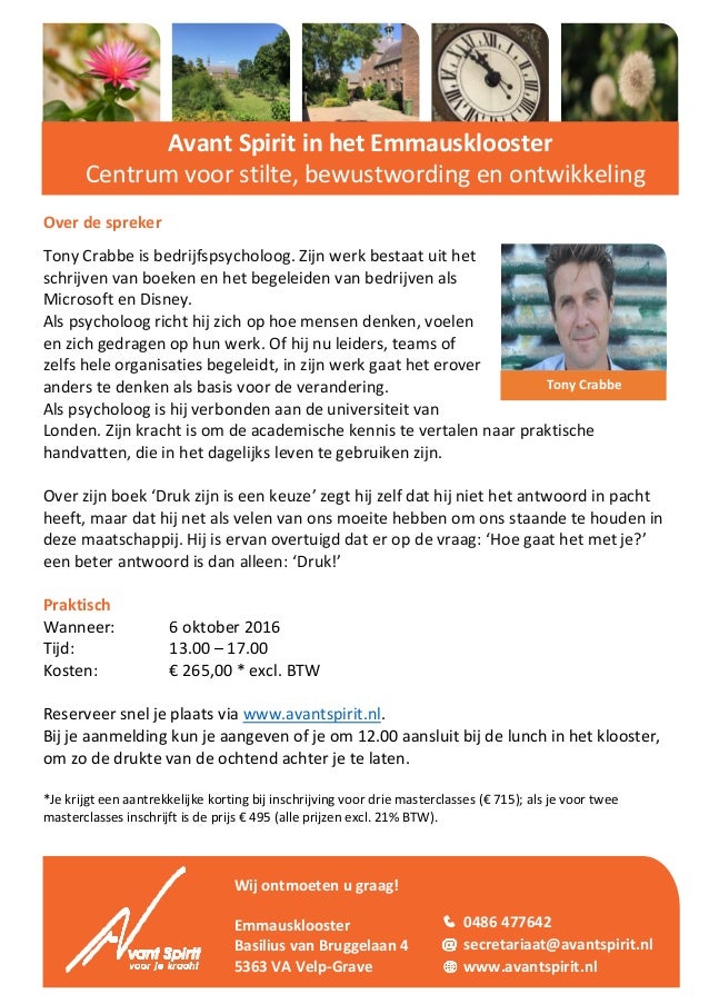 Masterclass Druk Zijn Is Een Keuze