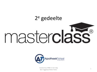 2e gedeelte
masterclass MBA in een dag
Ben Tiggelaar/Peter Felen
1
 