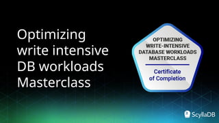 Optimizing
write intensive
DB workloads
Masterclass
 